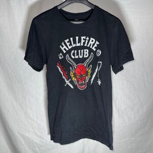 Netflix Stranger Things Hellfire Club Graphic Cotton T-Shirt Black Mens Medium